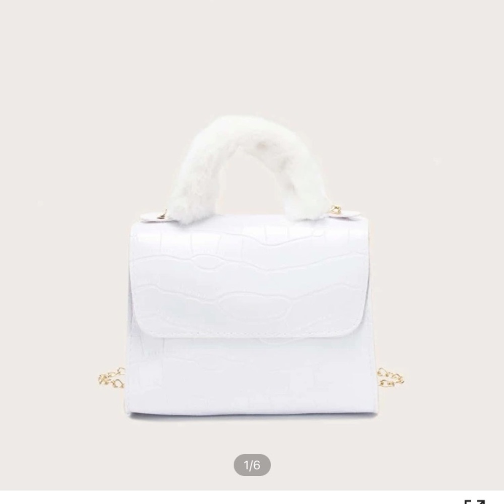 Brand new!! Never used Shein white fur handbag